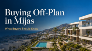 Buying off-plan property in Mijas with modern new development, sea views, pool and landscaped gardens