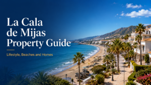 La Cala de Mijas property guide with beach, promenade, homes, palm trees and Mediterranean coastline