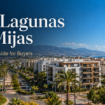 Living in Las Lagunas de Mijas with modern apartments, palm-lined streets, mountains and coastal views