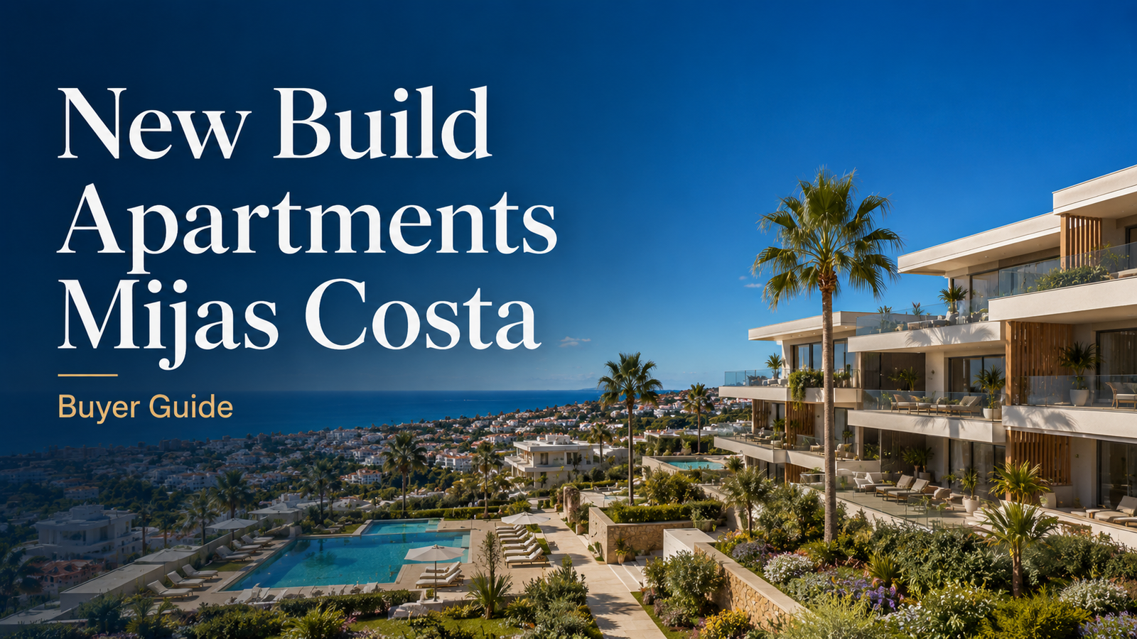 New build apartments in Mijas Costa with modern architecture, pool, gardens and sea views